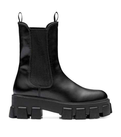 prada monolith brushed leather booties|prada monolith boots women's.